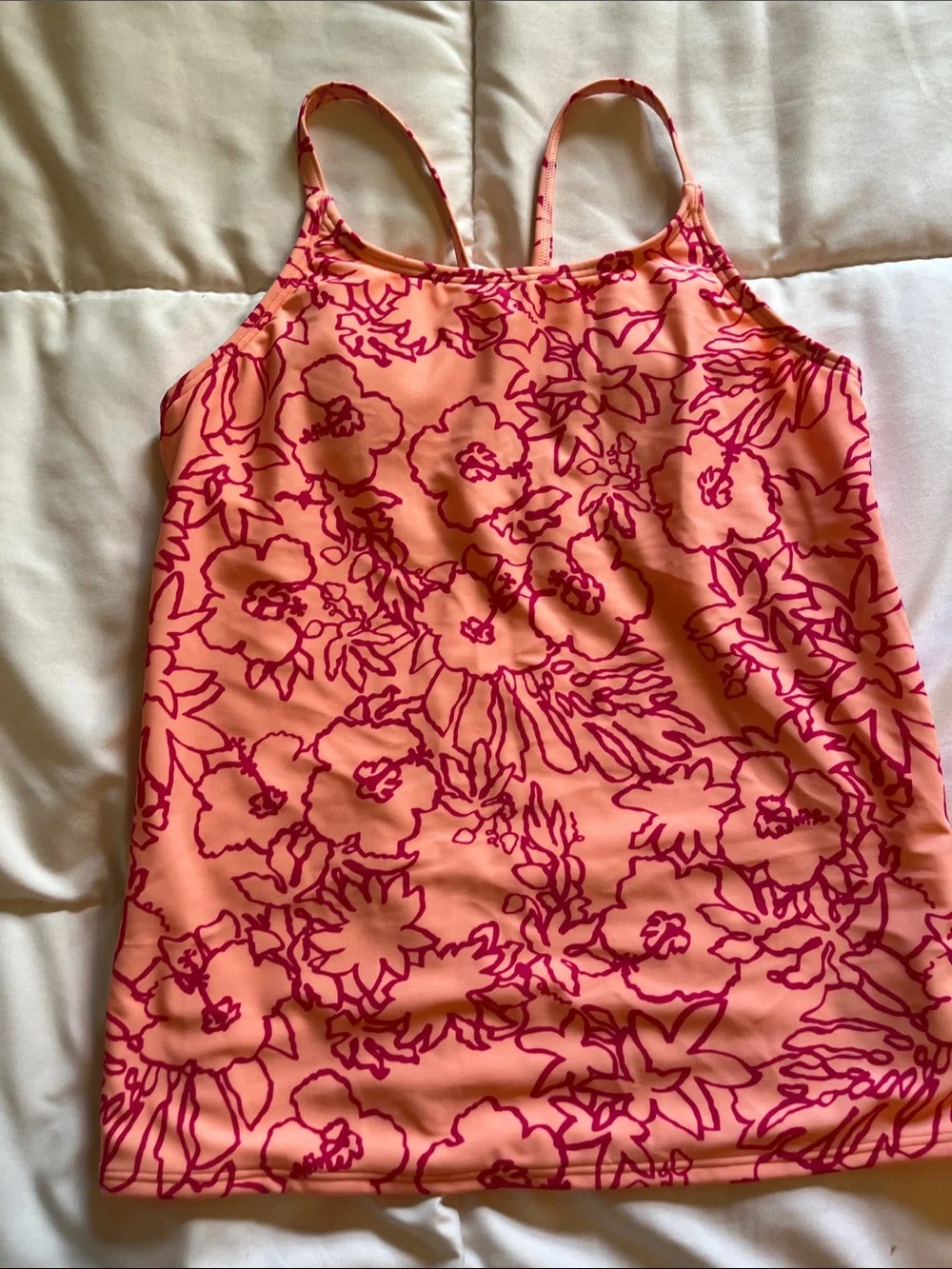 Athleta girl swim top tankini xxl 16. New without tags. Pink floral